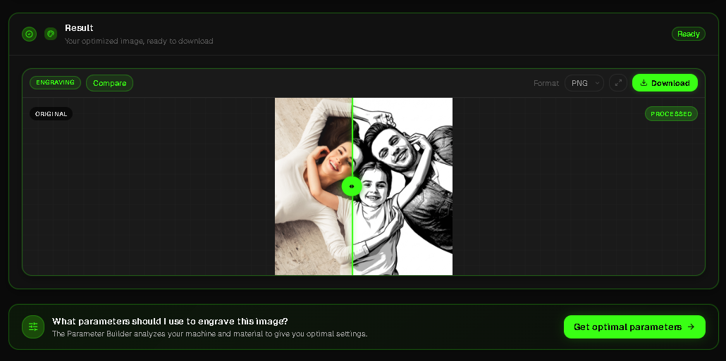 Gravo image optimizer — convert photos into engraving-ready files with optimized dithering and contrast